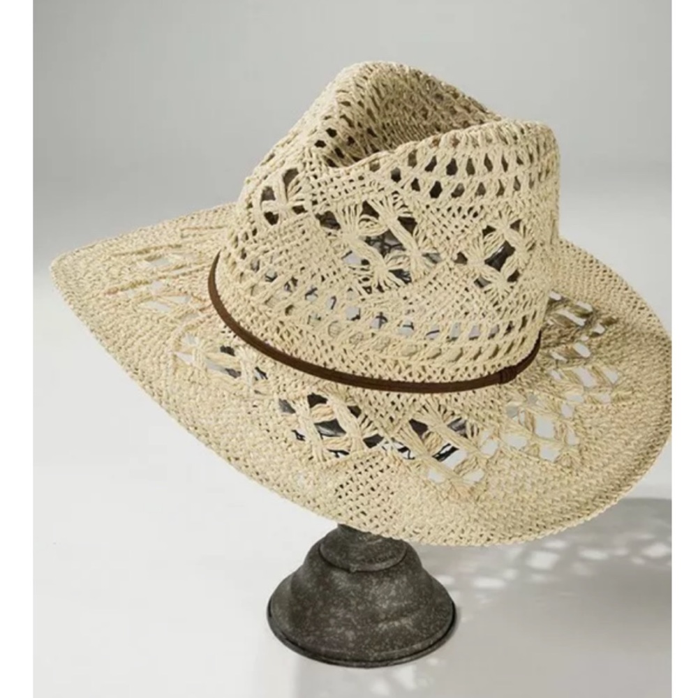 Natural Hand Woven Open Weave Panama Hat - Picture 4 of 6
